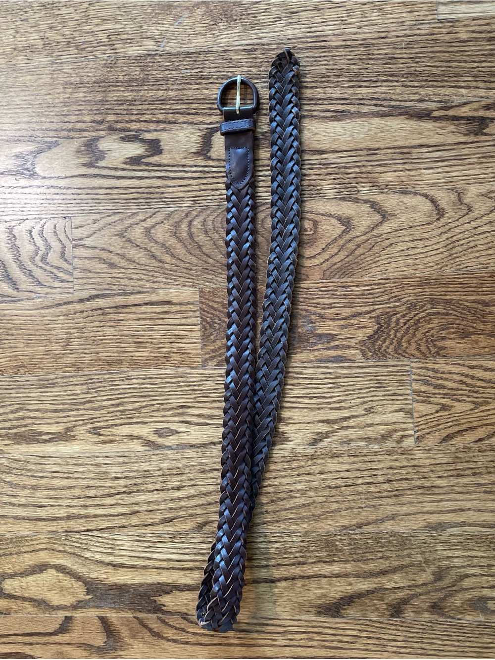 Venezia vintage braided brown leather belt with buckle